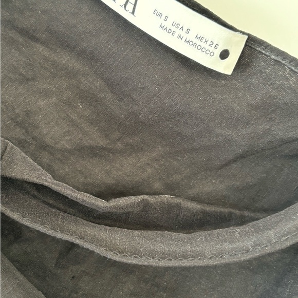 Zara Black One Shoulder Puff Sleeve Black Top - Picture 5 of 6